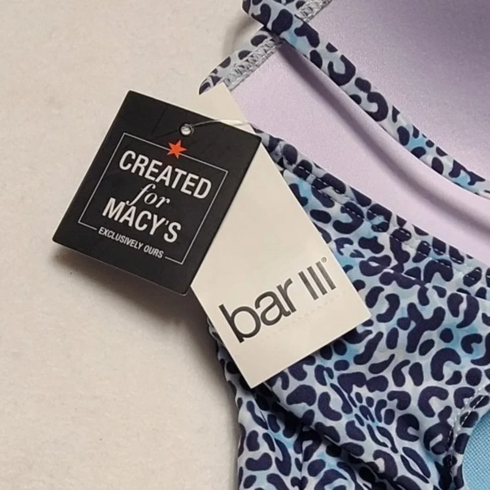 Bar III On The Prowl Navy Blue Leopard Print One Piece Swimsuit Large‎
